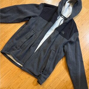 The North Face Men's Charcoal and Black Hooded Jacket XXL